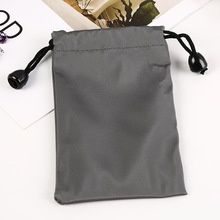 供应布袋束口抽绳礼品包装袋灰色防水pu袋可定logo移动电源收纳袋