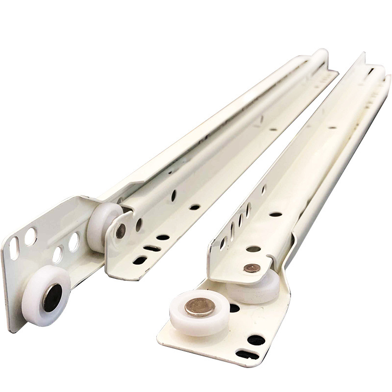 抽屉轨道托底滑道二节导轨滑轨电脑桌滑槽键盘托架滚轮滑