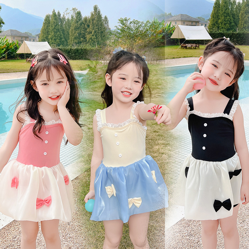 skirt one-piece swimsuit girls‘ two-piece suit 2024 new student sun protection children‘s swimsuit factory direct sales