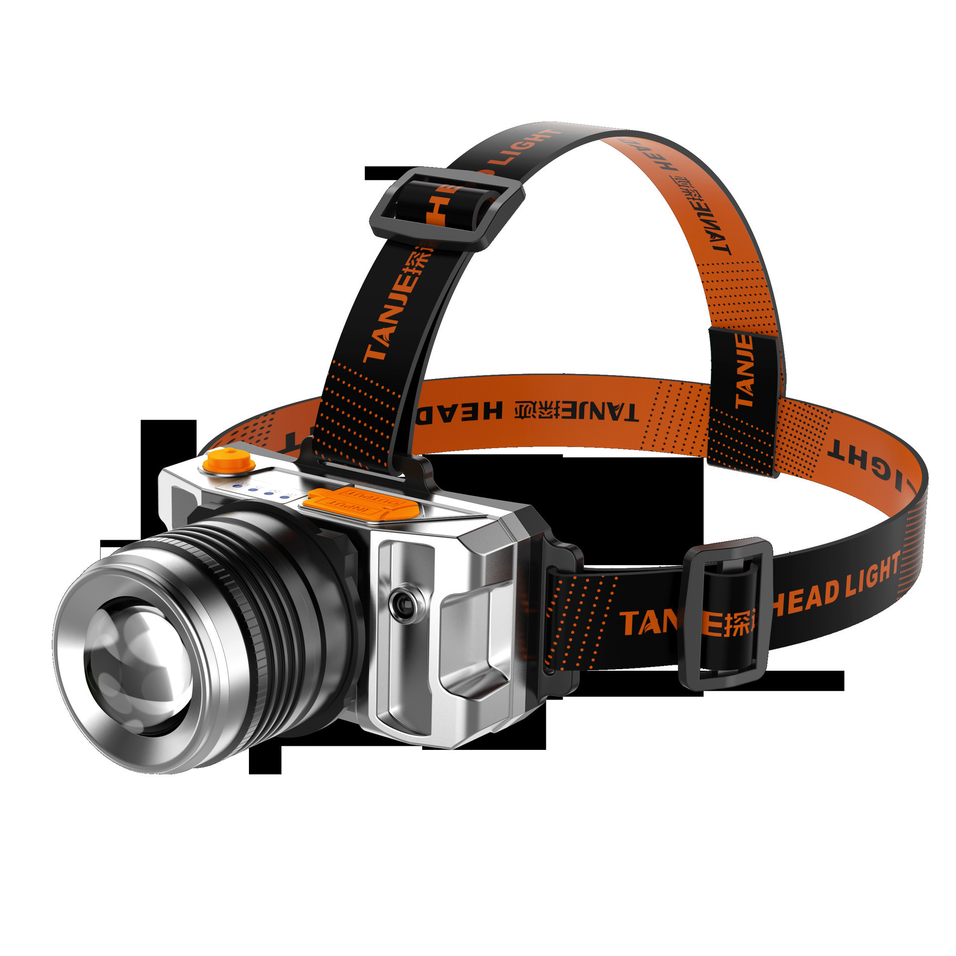 强光远射户外便携头灯usb充电防水可变焦头戴式led手电筒