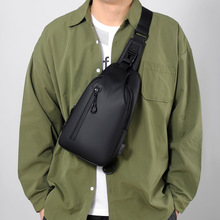 跨境男士PU胸包韩国时尚单肩包大容量背包防泼水胸包印logo一件代