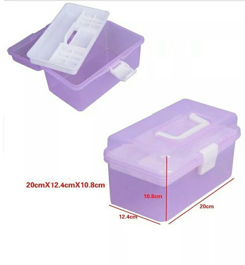 677 Double-Layer Toolbox Transparent Storage Box Transparent Plastic Toolbox Portable Nail Beauty Box Sketch Box