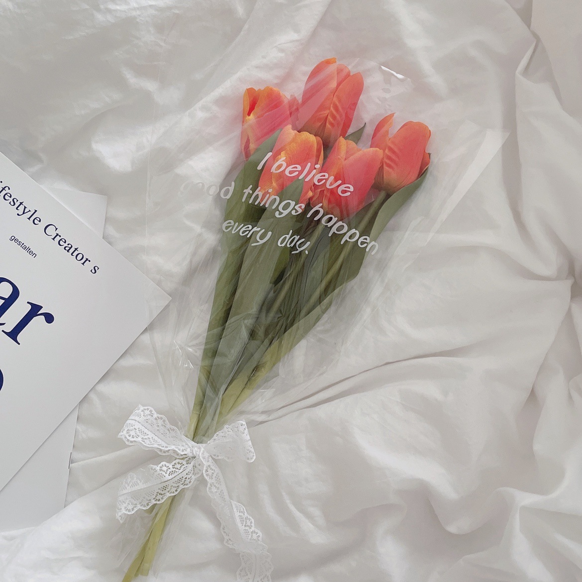 ins仿真绢布郁金香花束摆拍道具装饰拍照踏青假花仿真花礼物