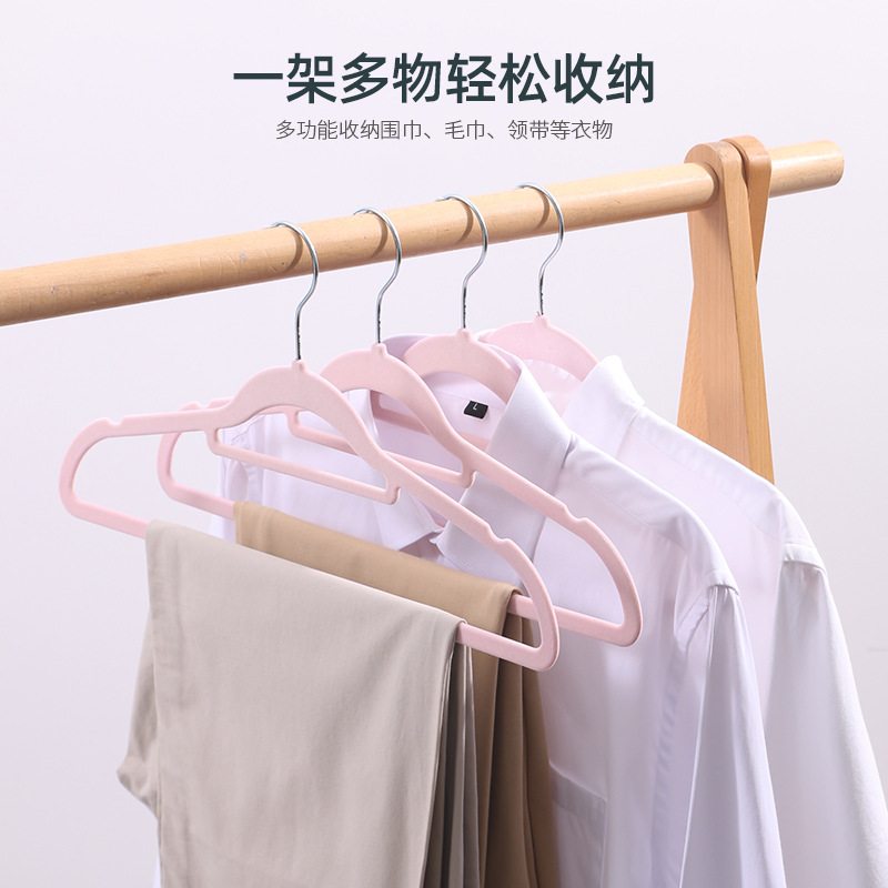 Cross-Border Flocking Hanger Non-Slip Plastic Invisible Hanger Transparent Clothes Hanger Household Adult Clothes Hanger Sub-Factory Wholesale