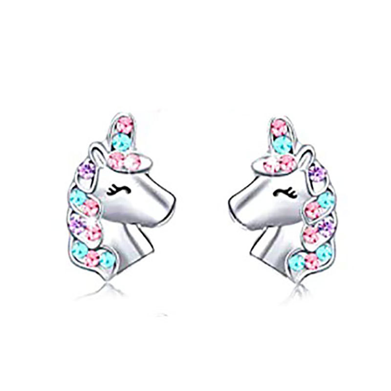 European and American New Unicorn Cat Heart Rainbow Children's Accessories Amazon Wish Earrings Earrings