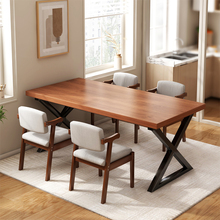 餐桌家用小户型出租房吃饭桌子原木风长方形大板桌商用餐桌椅世兰