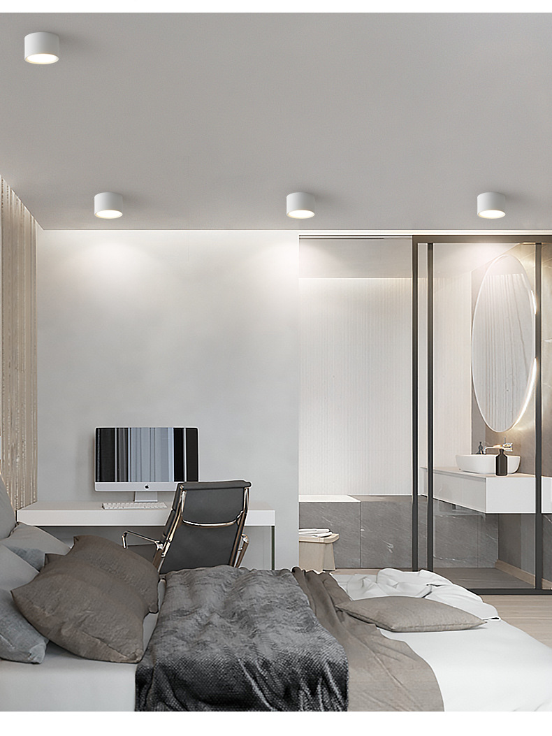 明装筒灯led天花灯免开孔木纹色北欧客厅家用走廊过道衣帽间灯具