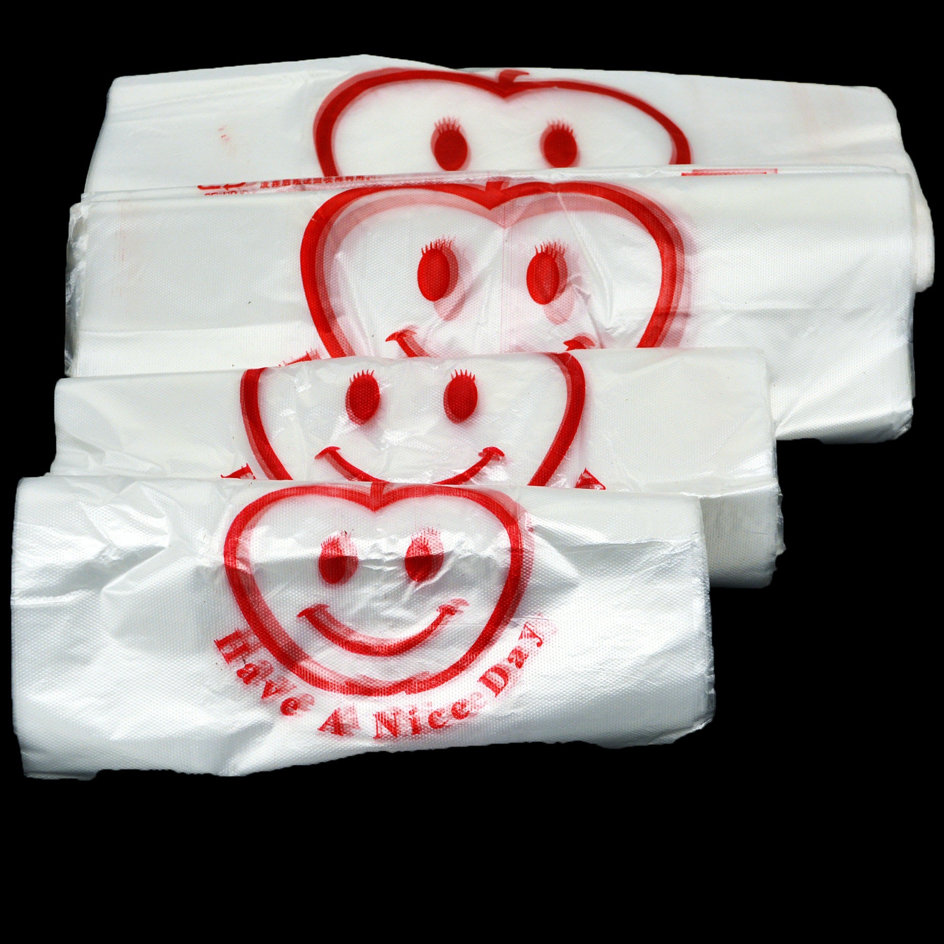 笑脸 超市购物袋 背心式塑料手提袋马夹打包袋小摊贩尼龙袋子-阿里巴