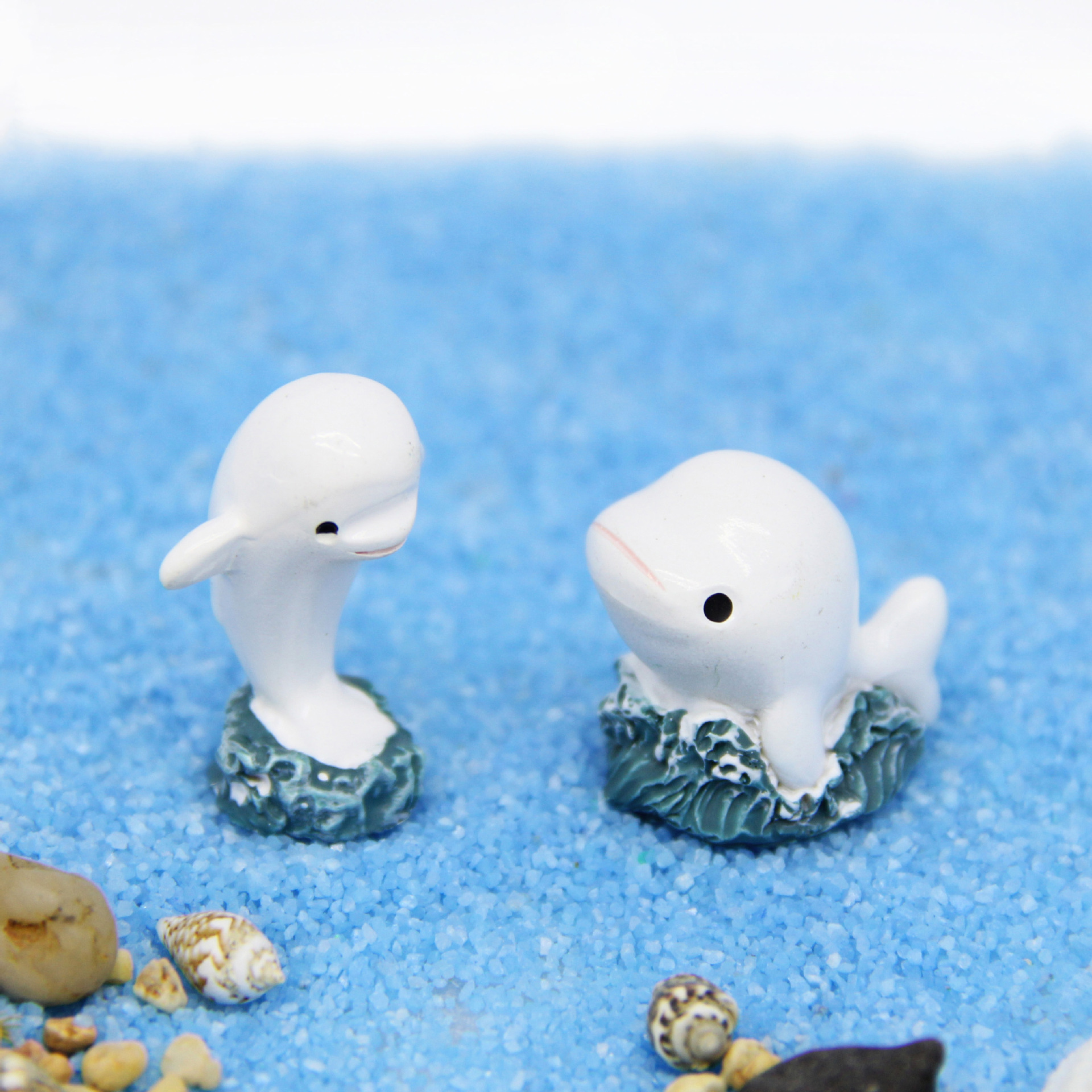 微景观装饰摆件地中海风格爱琴海迷你小海豚 白色海豚 水族摆件
