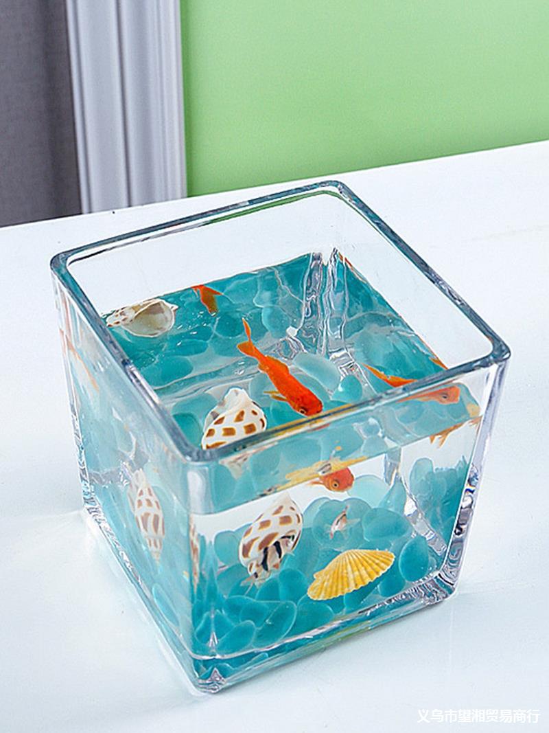 小鱼缸水族箱客厅小型桌面创意家用水晶玻璃生态迷你金鱼缸方形