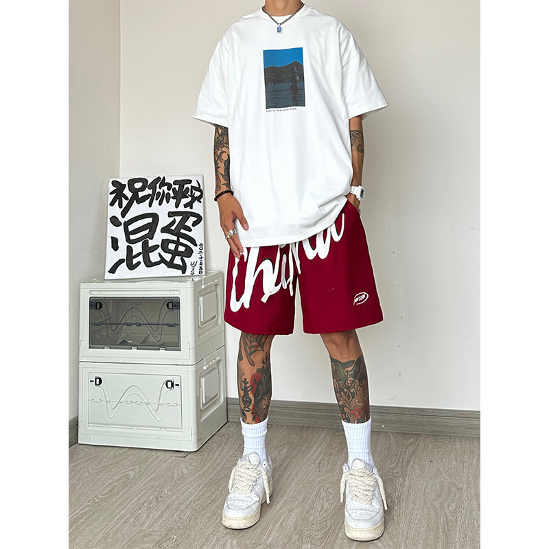 西海岸裤子be短裤男五分vi潮牌拳击款篮球运动大裤衩痞帅夏季炸街