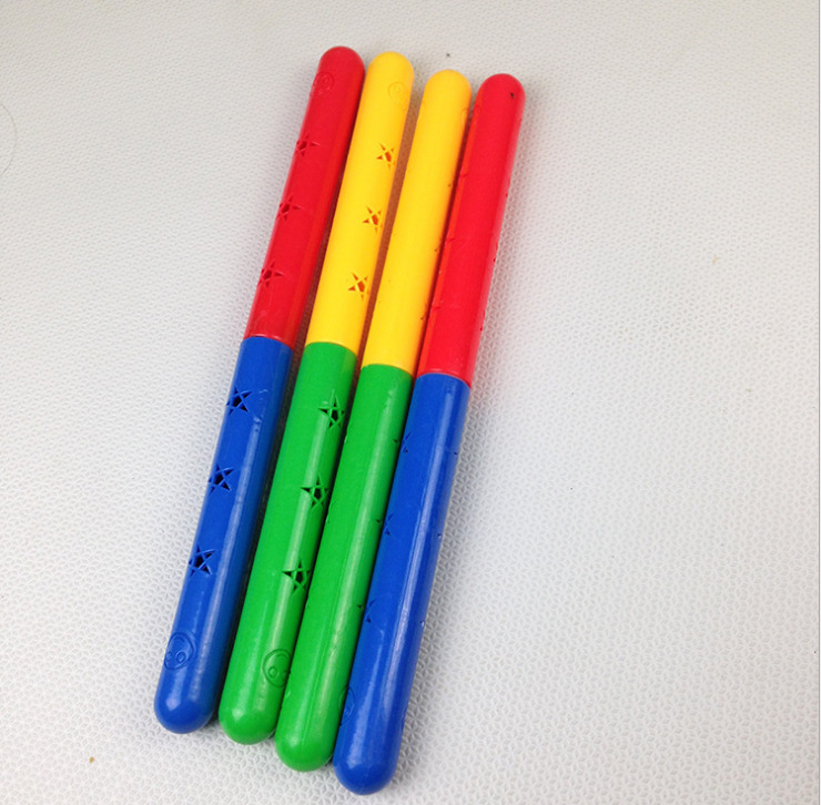 幼儿园接力棒早操健身棒儿童体能棒加厚摇铃棒双色健身有声体操棒