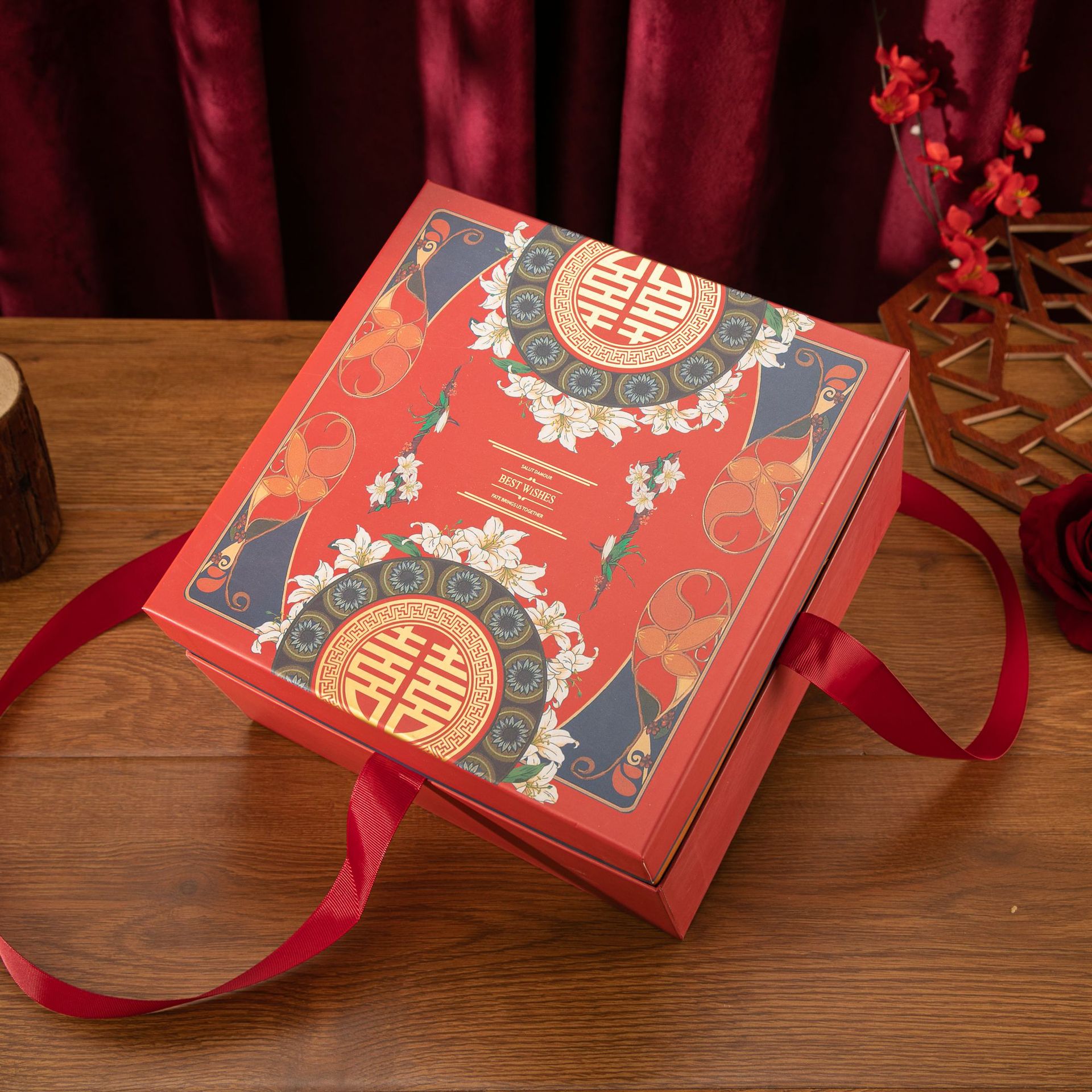 厂家直销包装纸盒天地盖中式喜糖礼品盒中国风婚庆伴手礼盒