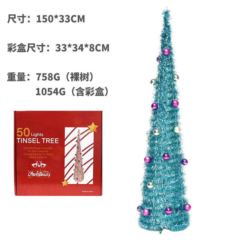 Cross-Border New Christmas Decorations Creative Retractable Folding Wool Tops Christmas Tree Christmas Party Ornaments