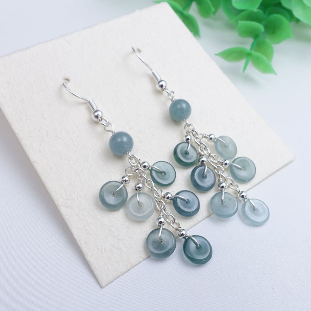 危料a货翡翠耳坠寓意玉扣耳坠冰蓝绿水饰品玉器女士耳坠批发-阿里巴巴