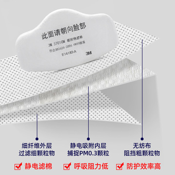3m 3701cn颗粒物滤棉 kn95级滤棉 防尘过滤棉 3m3200面具滤棉其他