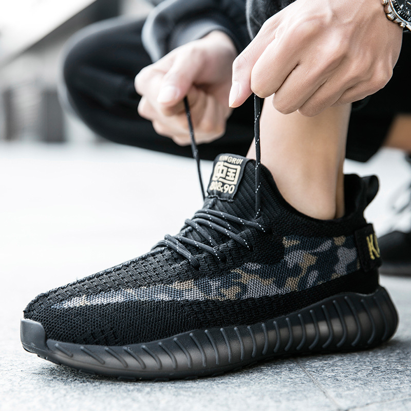 椰子男鞋冬季2021年新款潮鞋子男爆米花百搭加绒跑步鞋运动鞋男子