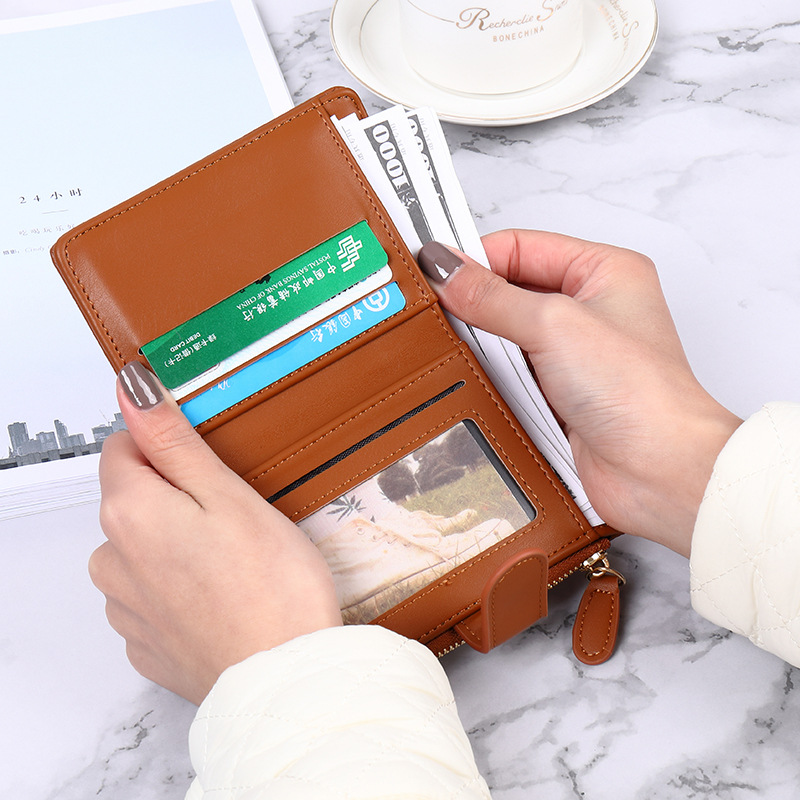 Korean Small Wallet Women's Solid Color Simple Zipper Multiple Card Slots Large Capacity Student Fresh New Wallet Coin Purse