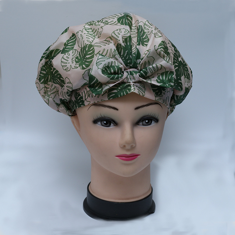 Bathroom Leaf Shower Cap Female Waterproof Bath Household Elastic Oil-Proof Cigarette Packet Head Cover Anti-Gray Cap Factory in Stock Wholesale