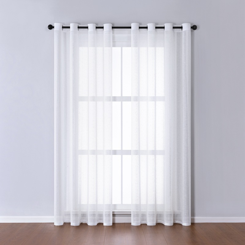 新款亮片白色窗纱 跨境亚马逊供应商成品窗帘 wish速卖通厂家直销