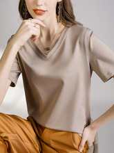 (商场同款)重磅品牌质感短袖t恤女液氨丝光棉2024新款夏季上衣