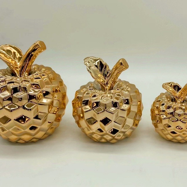 Fruit Apple Plating Golden Champagne Golden Pineapple Pineapple Ceramic Decoration Home Ornament Furnishing Crafts 10