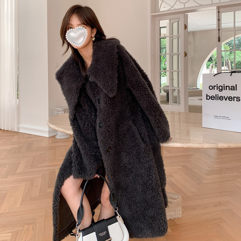 2023新韩版托卡皮毛一体羊剪绒皮草外套长款大衣女全羊毛羊羔毛冬