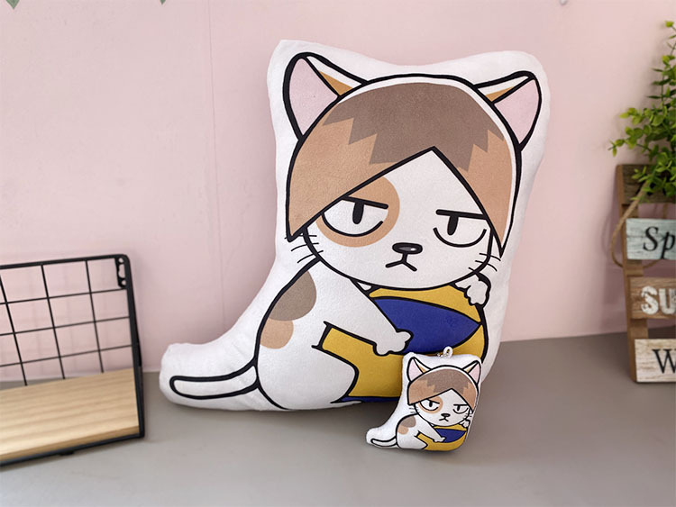 排球少年动物抱枕q版 卡通猫咪乌鸦日向翔阳毛绒靠垫一件代发批发