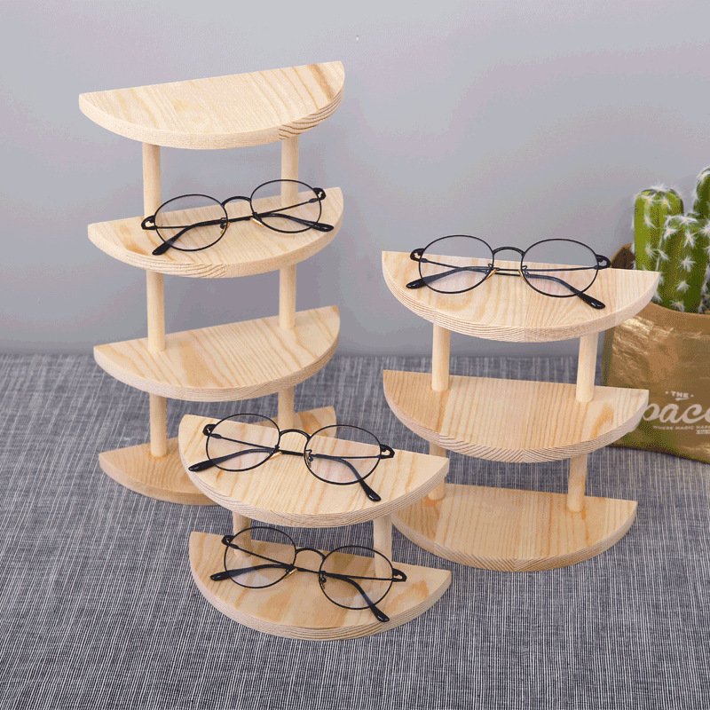 新西兰原木眼镜陈列展示架 太阳眼镜道具多层实木质橱窗摆件 包邮