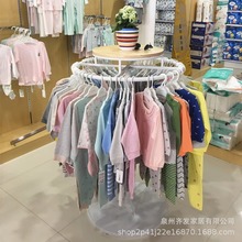 服装店展示架落地式衣服货架铁艺金色圆形加粗旋转裤架中岛童装架