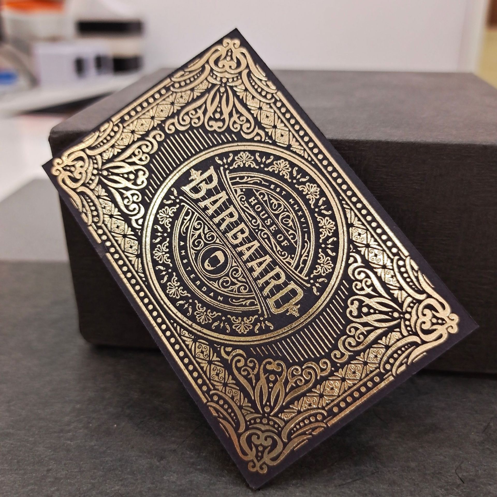 定制外贸加厚烫金大尺寸产品卡 黑卡说明卡 名片 多色烫金卡片