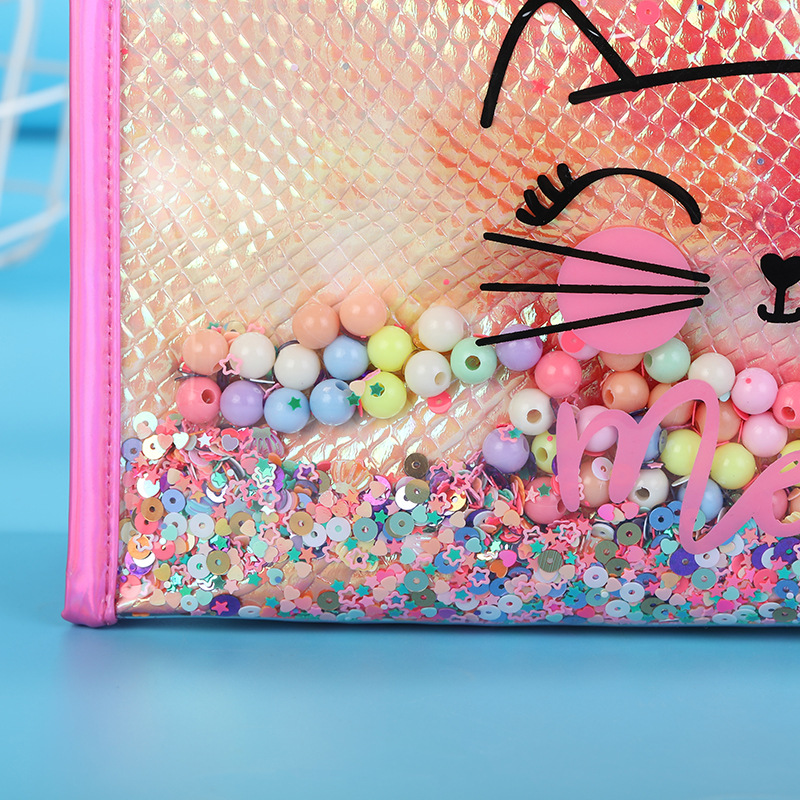 Factory Direct Supply Cute Cat Pattern Cosmetic Bag Fashion Strapless Dinner Bag Clutch Wash Bag Can Be Fixed