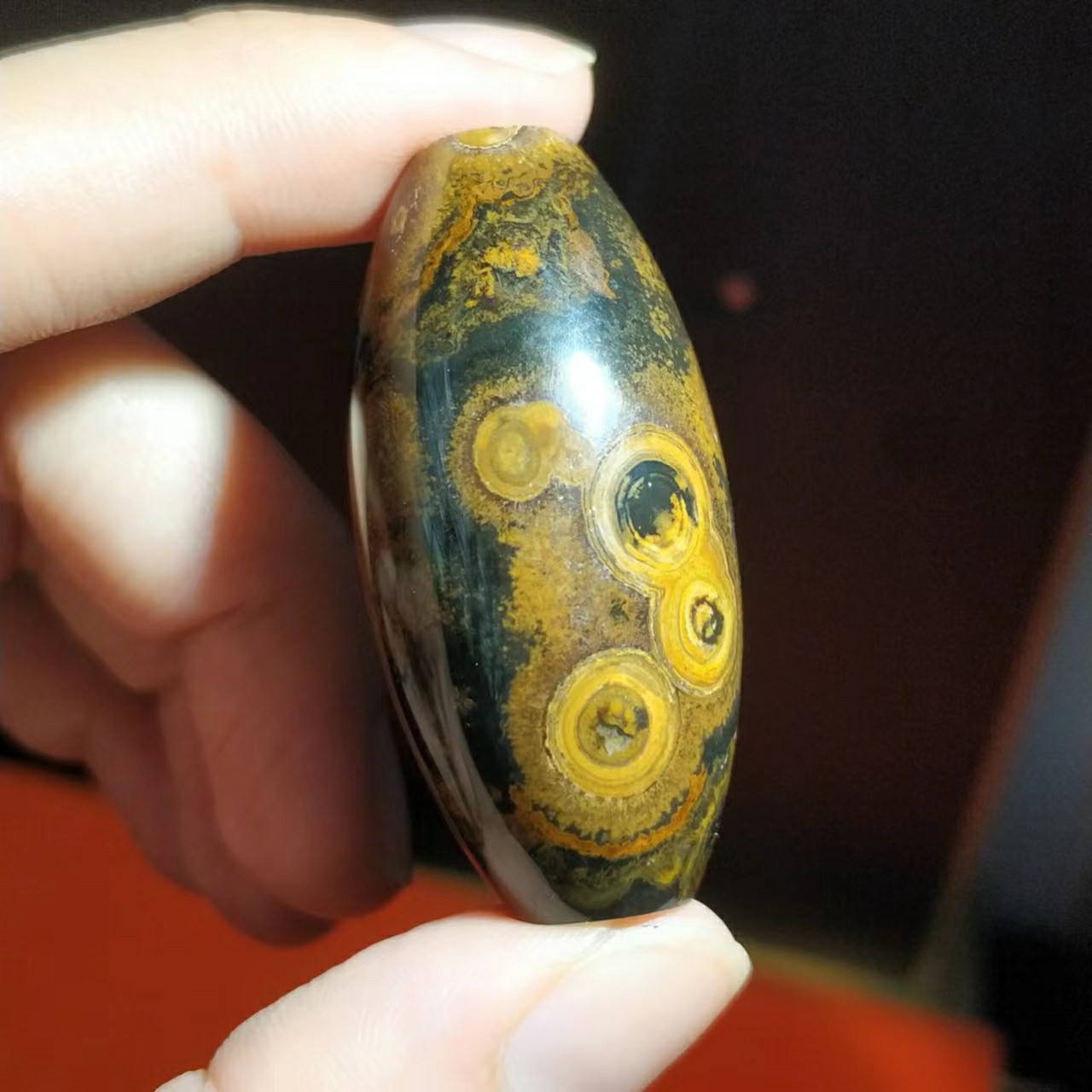 少有天原蒙天珠九眼石页岩地表金钱眼睛石奇妙花纹收藏品-阿里巴巴