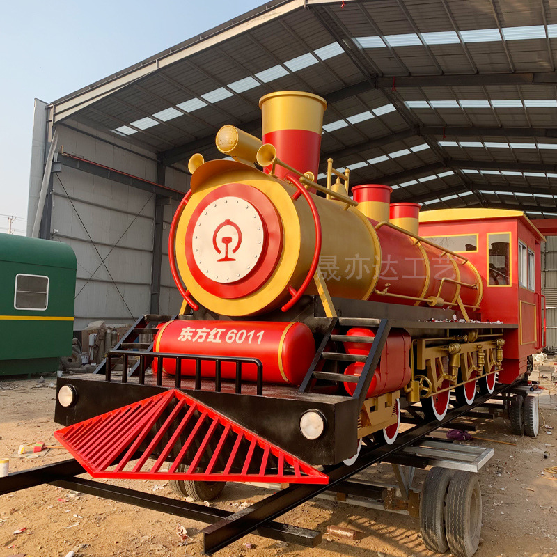 景区展览复古蒸汽火车头绿皮火车厢主题打卡餐厅退役车厢老式火车