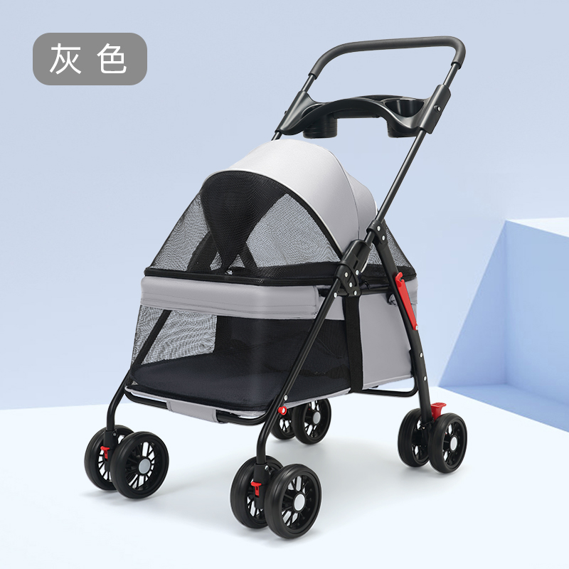 Pet Stroller Dog Cat Teddy Baby Stroller out Small Pet Dog Car Lightweight Detachable Cage Folding