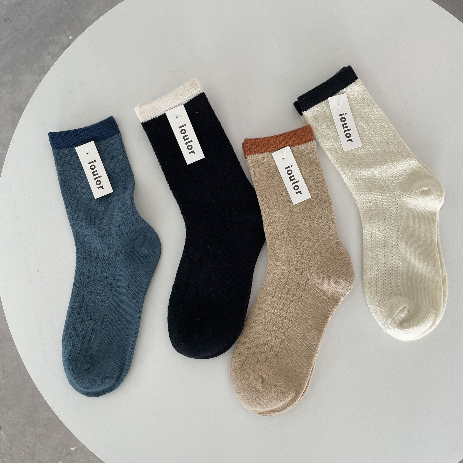 ioulor新款移圈袜子女中筒日系镂空潮牌堆堆袜女秋季韩国袜子批发