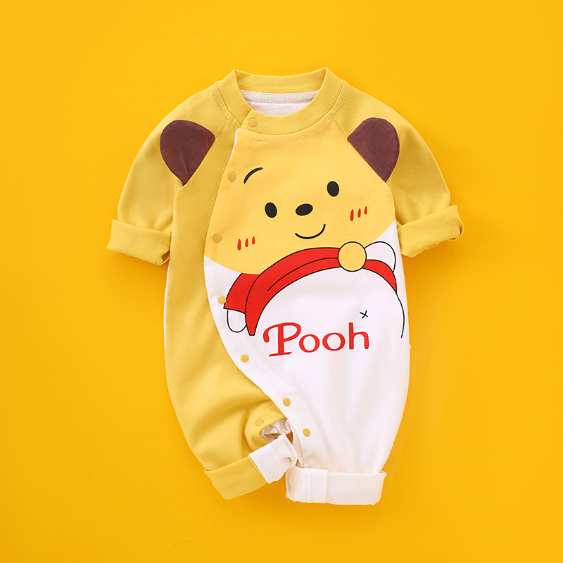 Baby Clothes Pure Cotton Spring and Autumn Men's and Women's Baby Jumpsuit Newborn Cute Super Cute Long Sleeve Outing Romper Thin