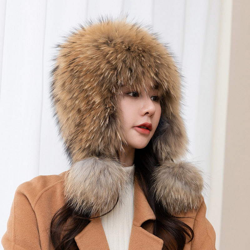 新款韩版狐狸毛帽子女士冬季休闲护耳雷锋帽保暖风雪帽真毛皮草帽