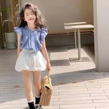 洋气两件套韩版新款夏装上衣花苞裤时髦2024女童夏季套装宝宝女潮
