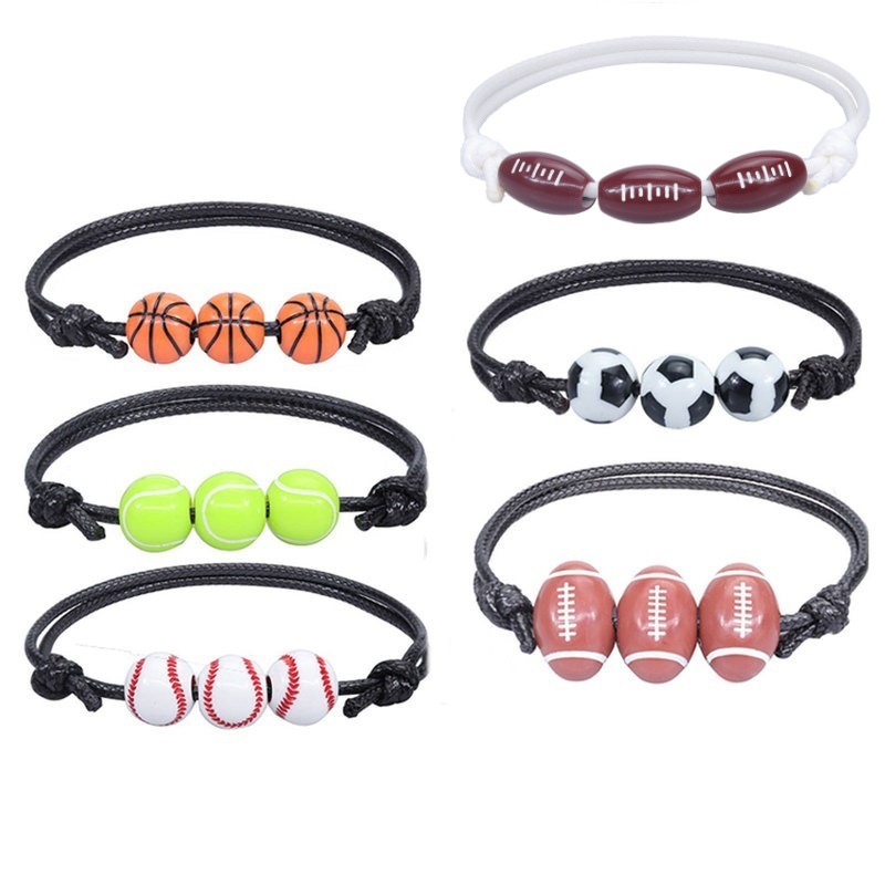Amazon Hot Sports Bracelet Softball Football Baseball Bracelet Simple Personalized All-Match Ball String for Bead Bracelet