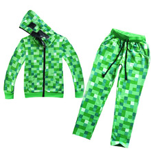 万圣节服装儿童我的世界角色扮演服MINECRAFT绿色格子表演服