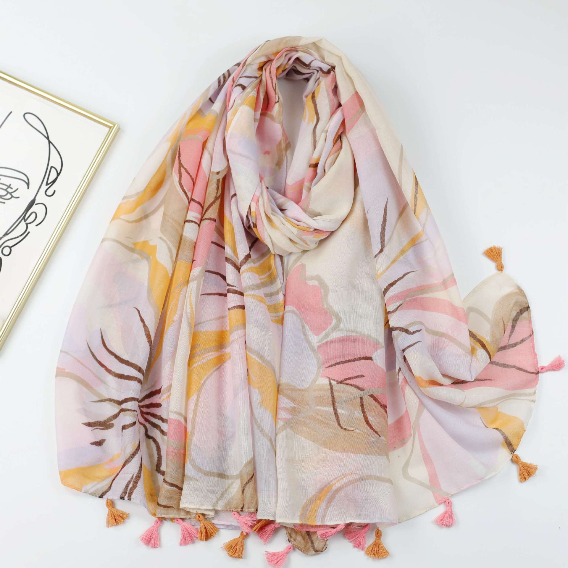 factory sales foreign trade cross-border poppy flower printing silk scarf encryption silk yarn women‘s long scarf spring and summer scarf shawl