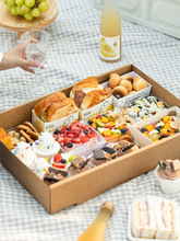 野餐盒子户外春游寿司下午茶沙拉一次性牛皮纸打包盒长方形便当盒
