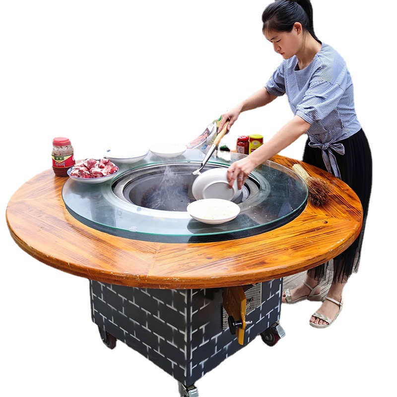 移动铁锅炖灶台桌柴火灶家用烧木柴地锅鸡大锅台柴火鸡灶农村
