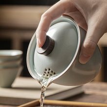 天青汝窑手抓壶单壶防烫盖碗茶杯单个高档泡茶碗陶瓷家用功夫茶具