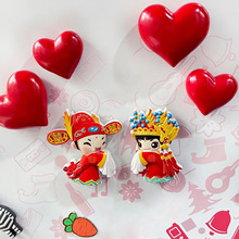 国潮树脂冰箱贴可爱卡通中国风冰箱贴创意结婚冰箱贴装饰礼品磁贴