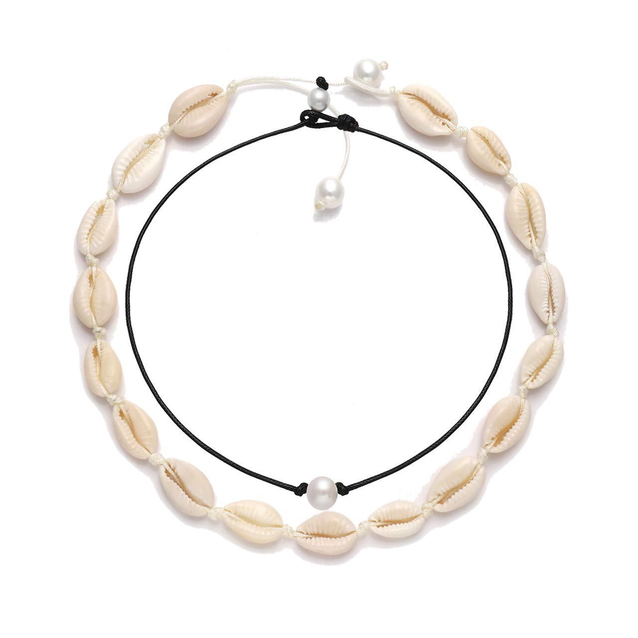 Europe and America Cross Border Hot Necklace Natural Shell Hand-Knit Necklace with Pearl Necklace Set Amazon Hot
