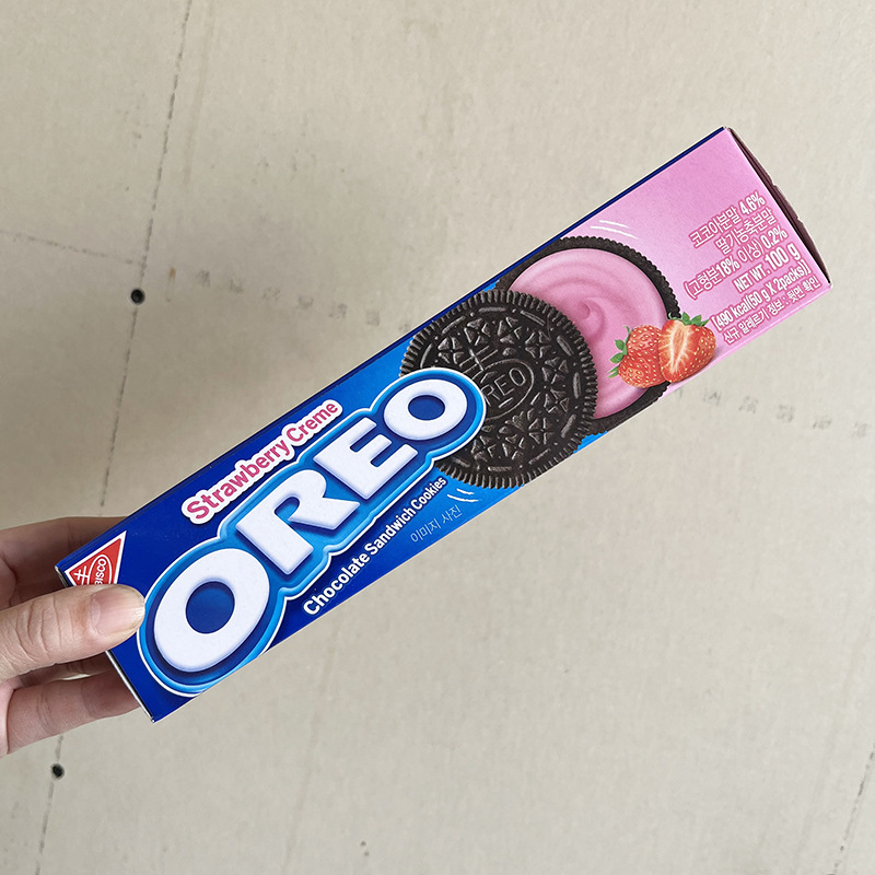 韩国网红进口零食奥oreo利奥巧克力草莓夹心味代餐曲奇饼干100g