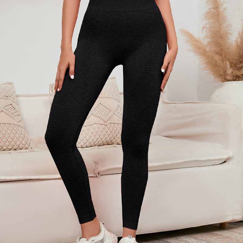 Popular Amazon Cross-Border Seamless Yoga Pants Women's European and American Elastic Workout Clothes Women's Sports Point Tights in Stock