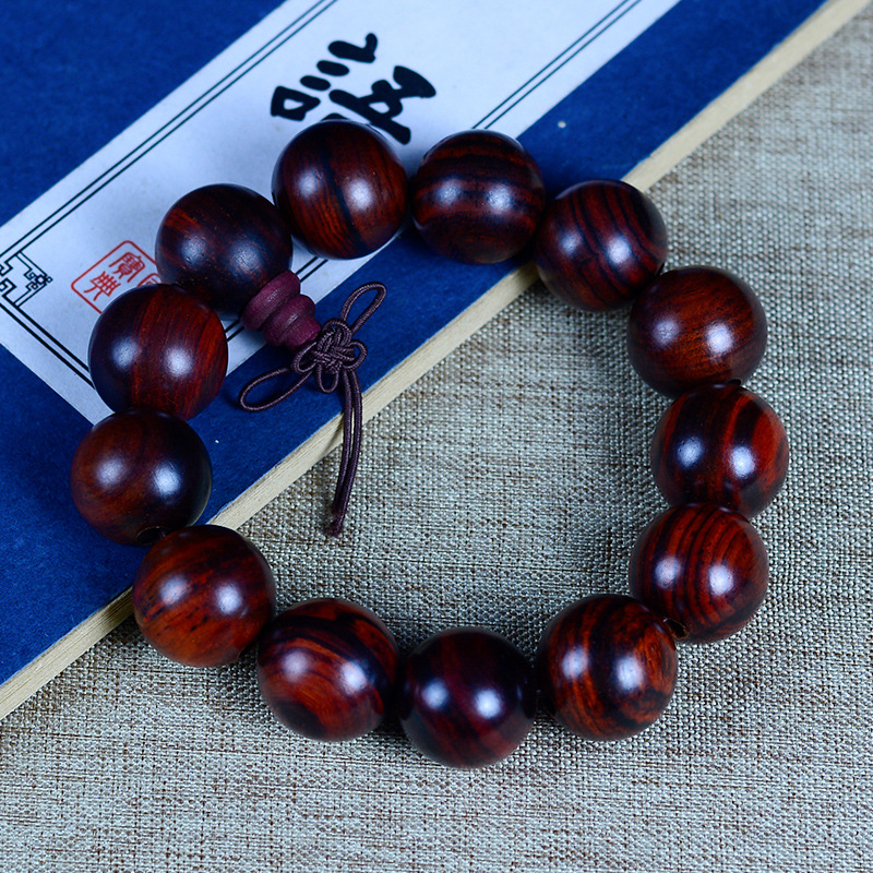 Colored Rosewood Bracelet Lao Rosewood Bracelet Rosewood Rosary Hand-Held Men's and Women's Wenwan Buddha Beads Factory Wholesale